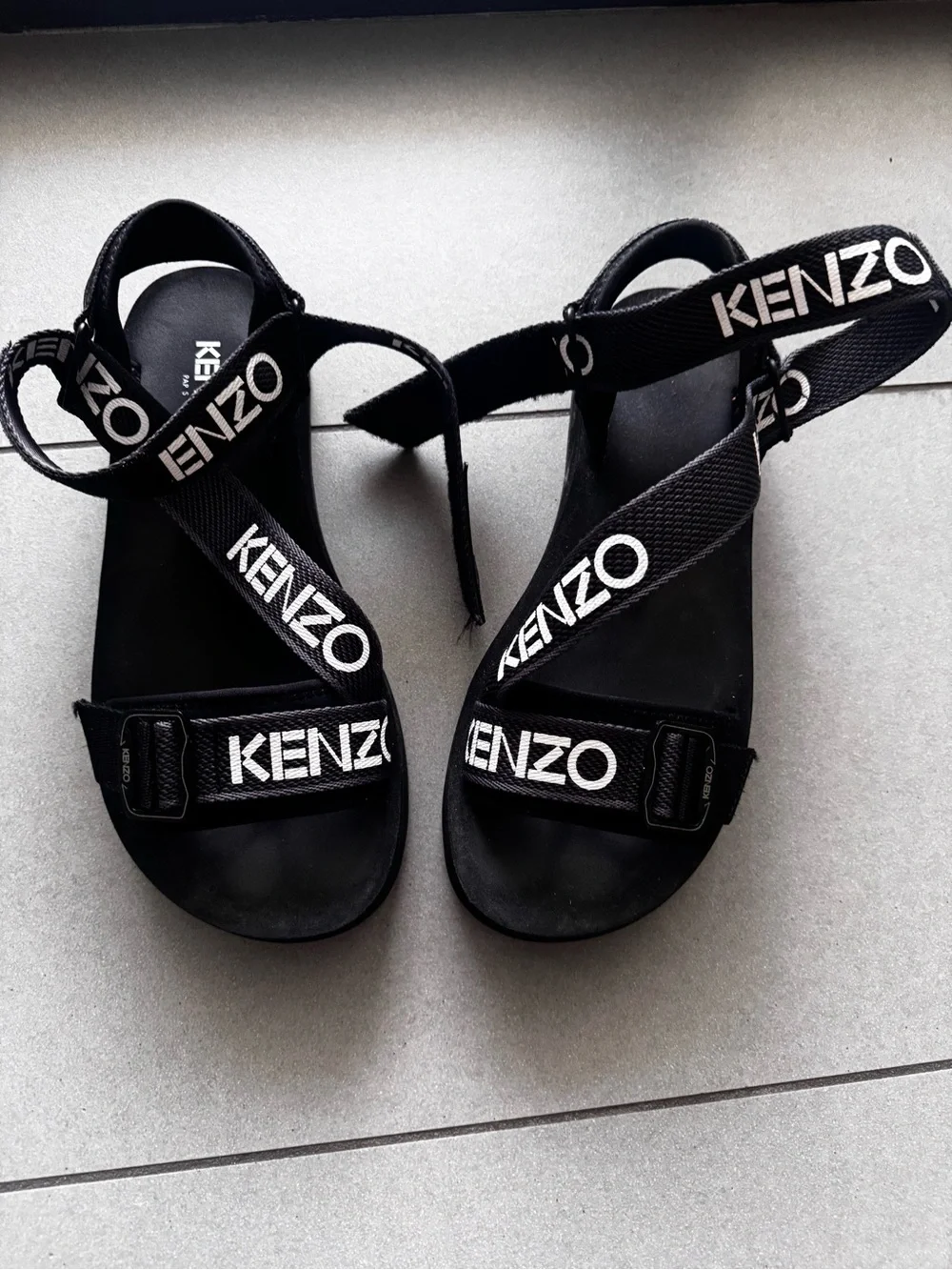 Kenzo Black Logo Strap Sandals